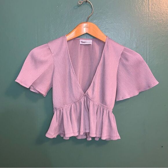 Urban outfitters V Neck Ribbed Crop Top XS - Picture 1 of 4